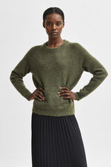 Selected Femme Jersey de cuello redondo confeccionado con lana y alpaca. Regular Fit. Verde