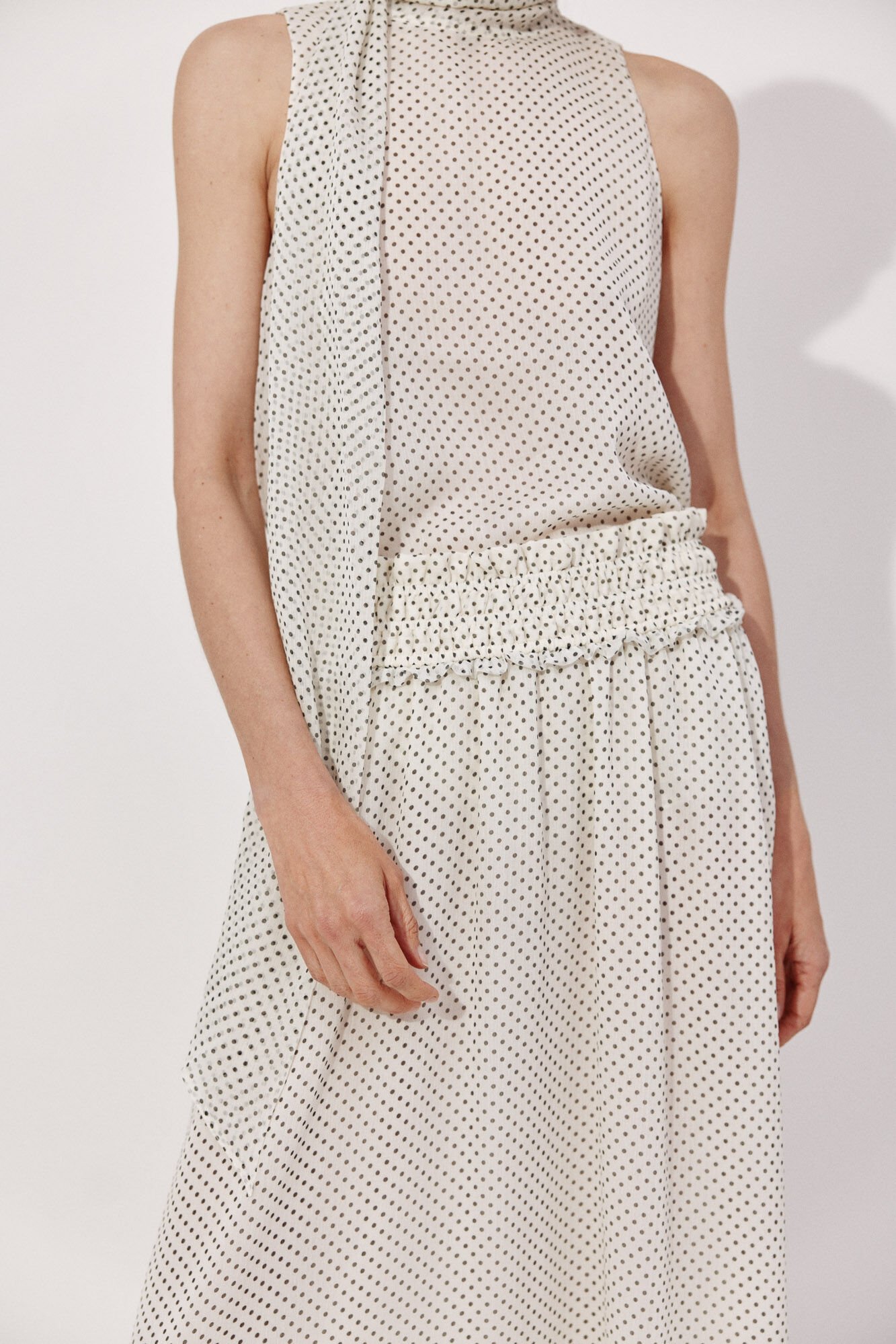Cortefiel Polka dot polka-dots skirt Printed white
