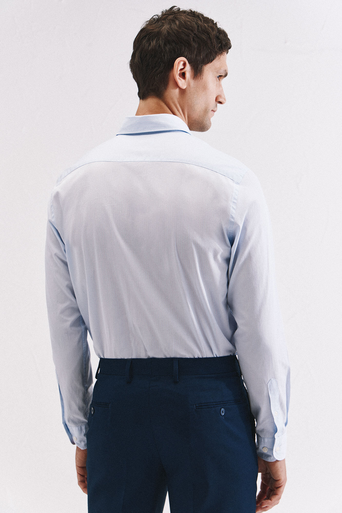 Cortefiel Camisa riscas algod&atilde;o Azul