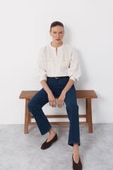 Cortefiel Embroidered blouse Ivory