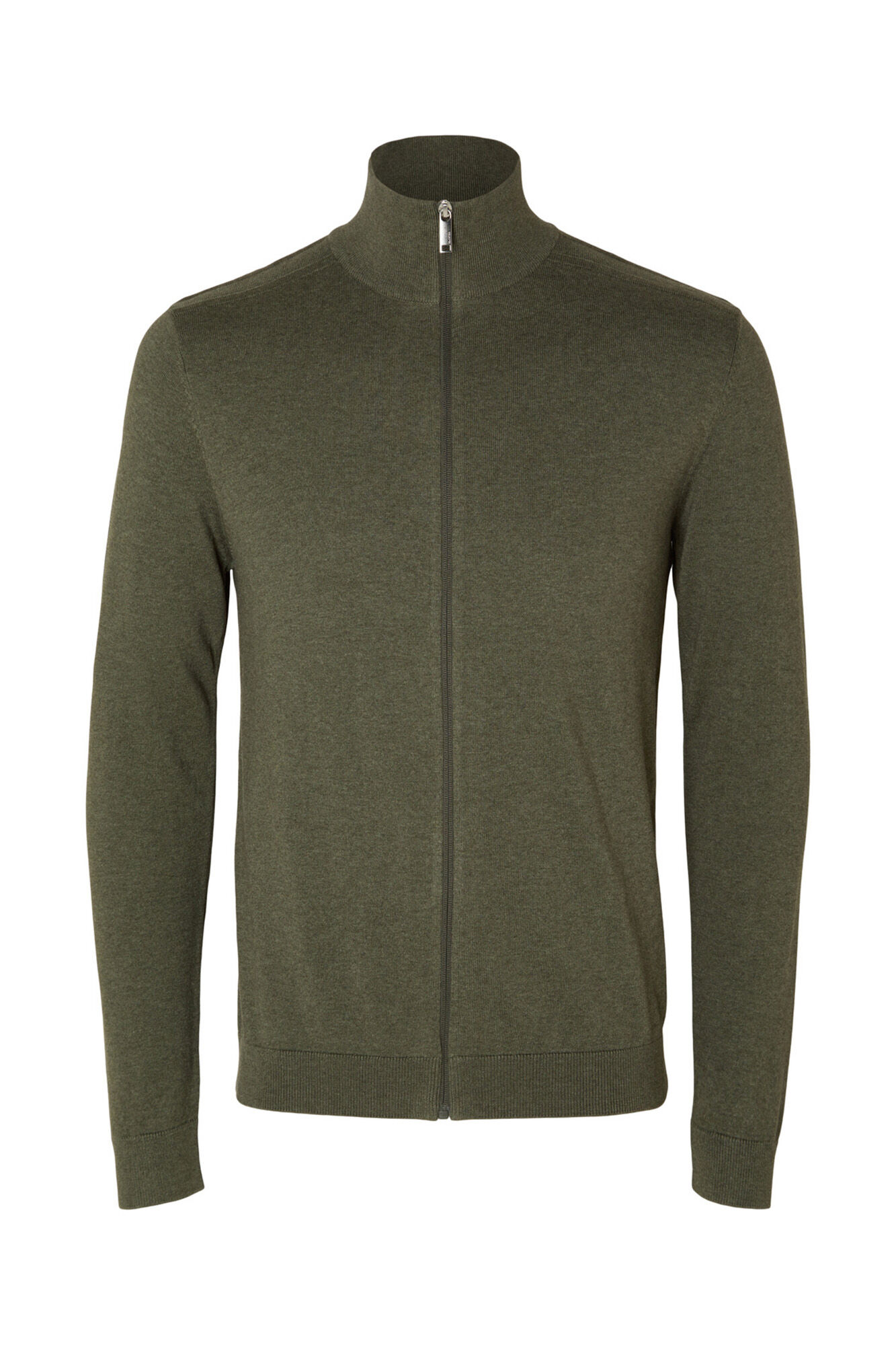 Selected C&aacute;rdigan cremallera 100% algod&oacute;n Verde