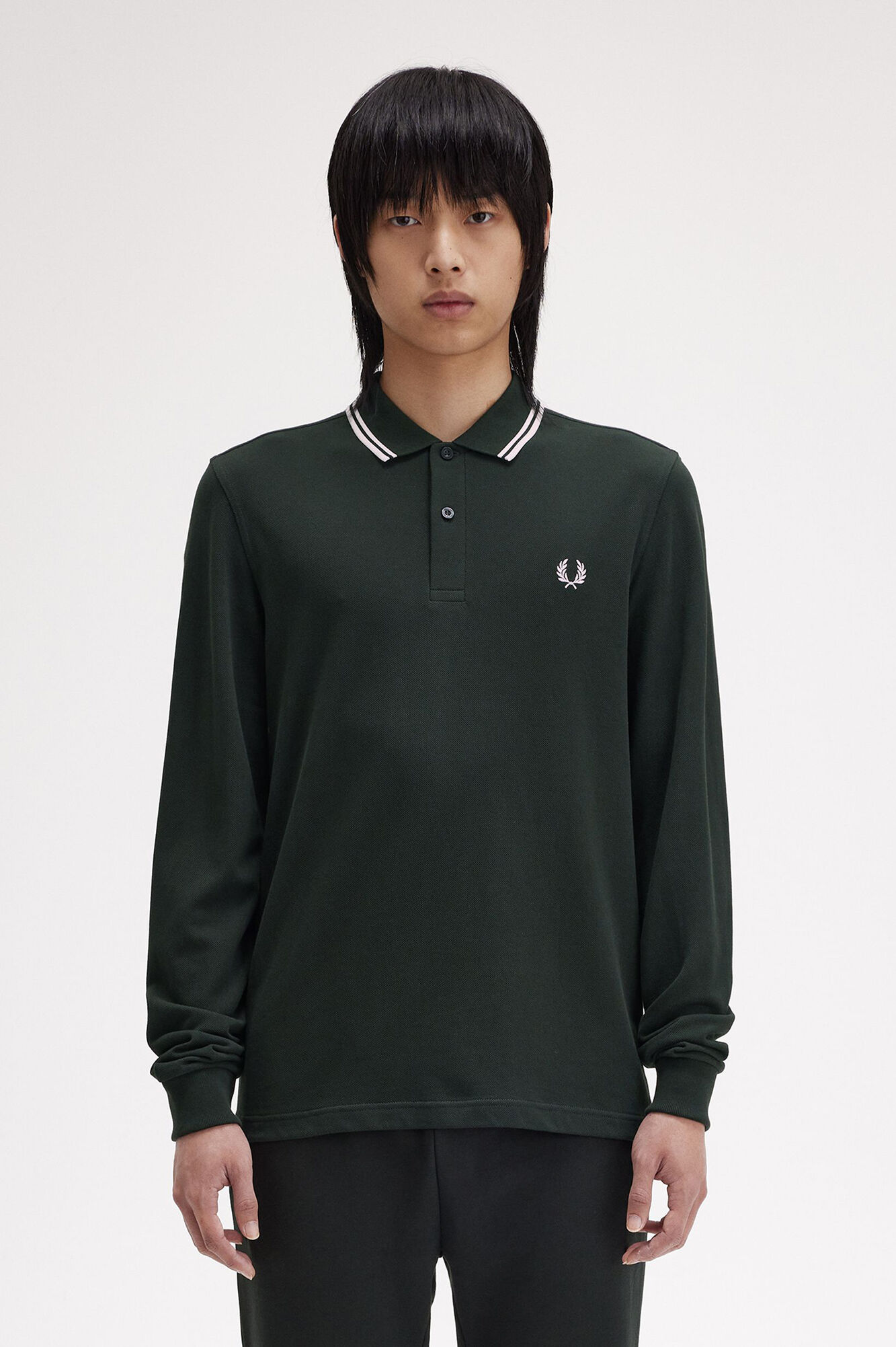Fred Perry Polo piqu&eacute; de manga comprida masculina