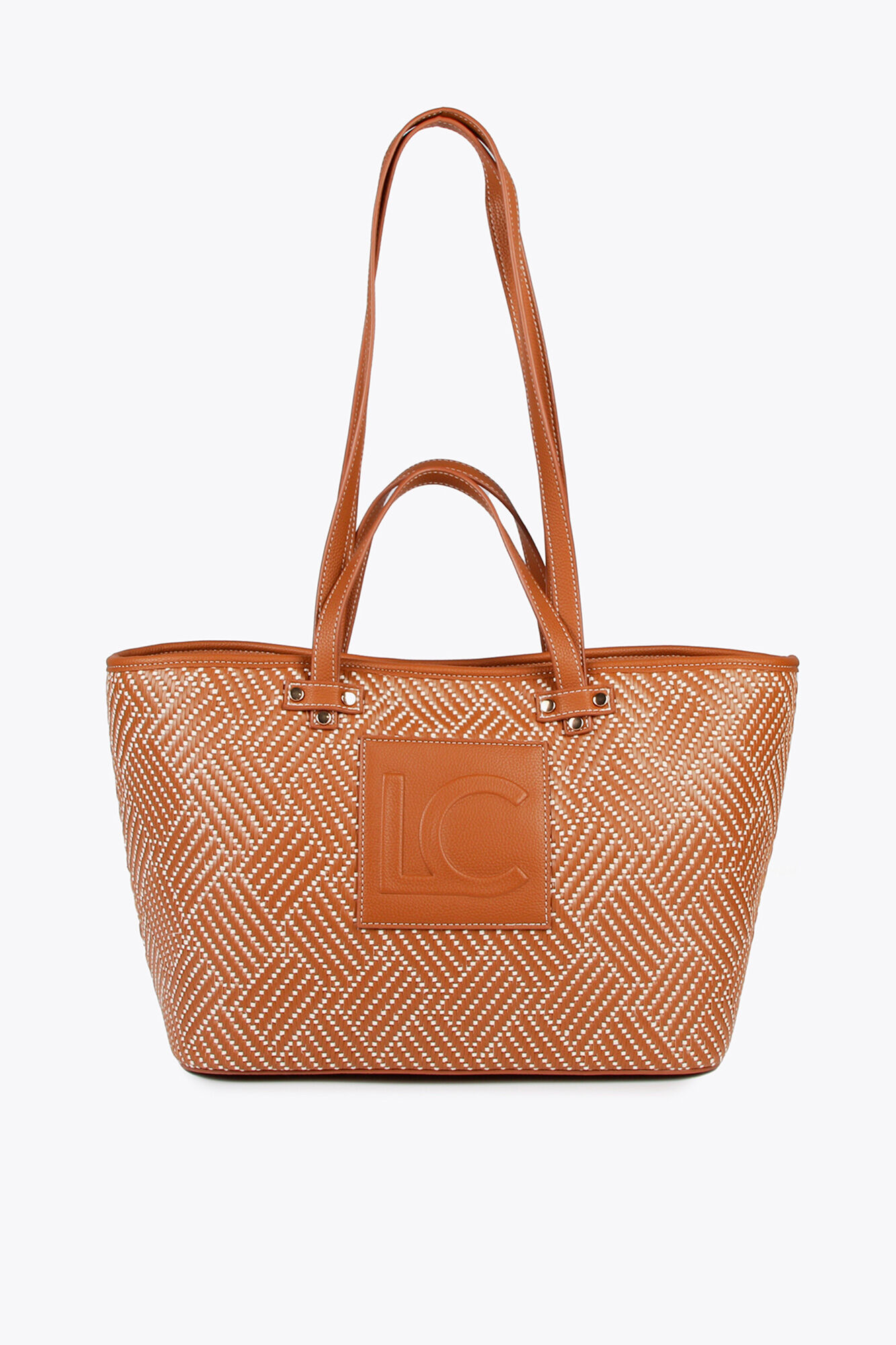 Lola Casademunt Bolso shopper trenzado Estampado beige