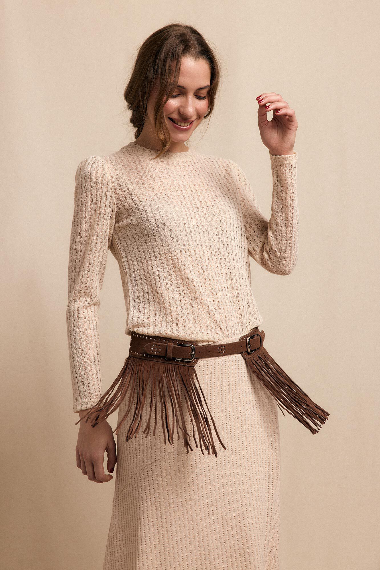 Slowlove Top manga larga estructura r&uacute;stica