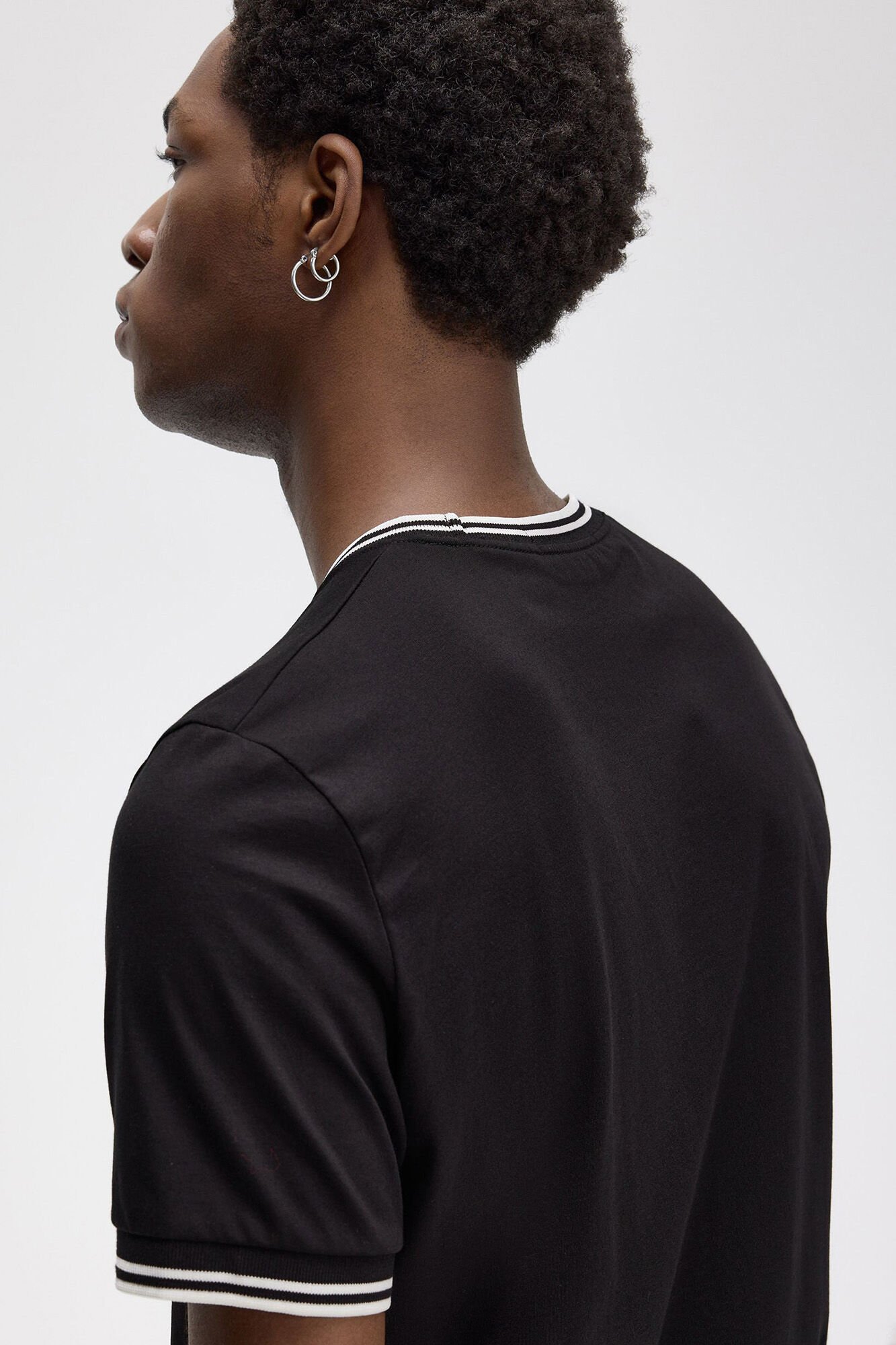 Fred Perry T-shirt masculina de manga curta  Preto