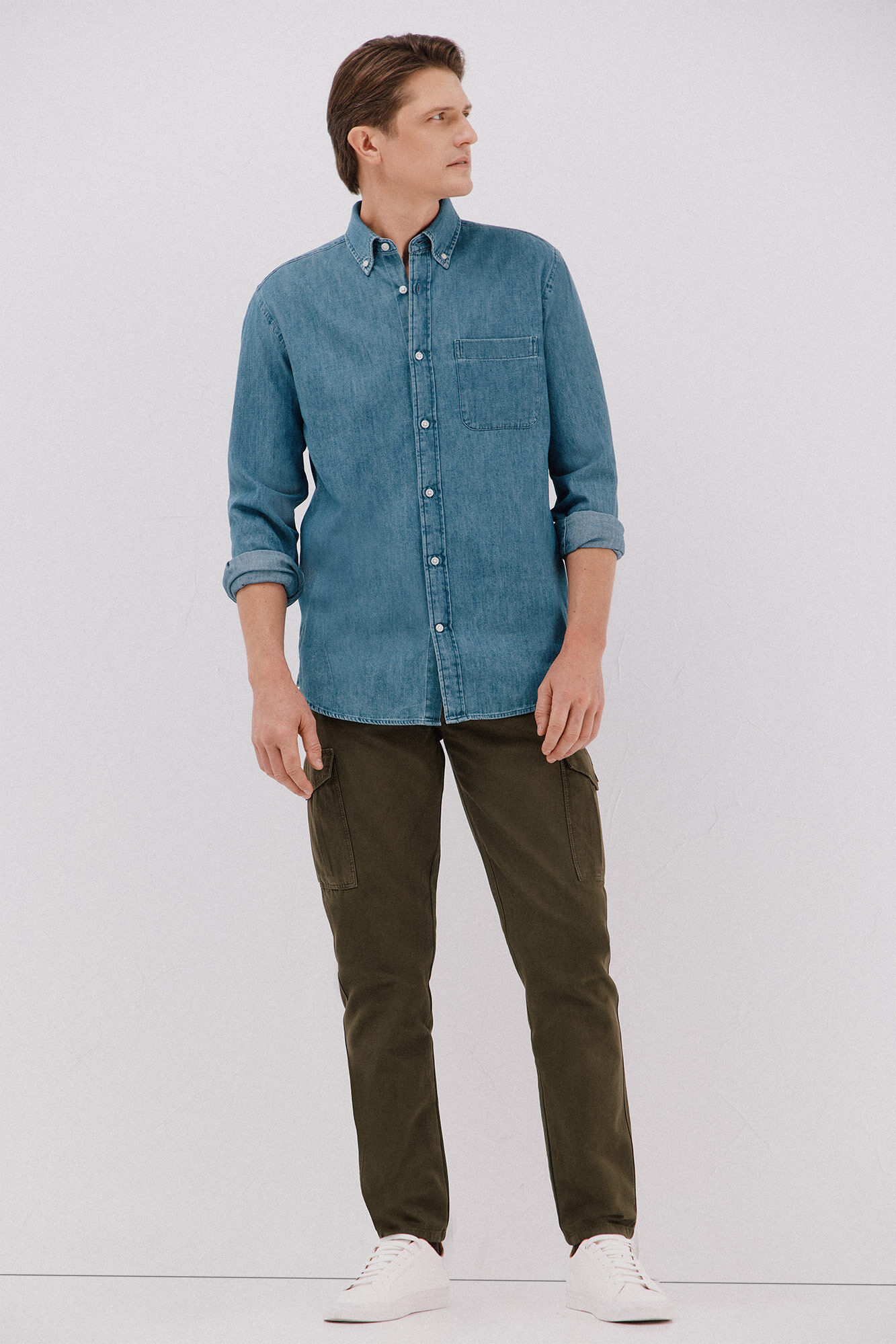 Cortefiel Denim shirt Navy