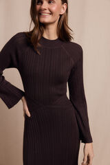 Slowlove Vestido canelado Perkins Castanho