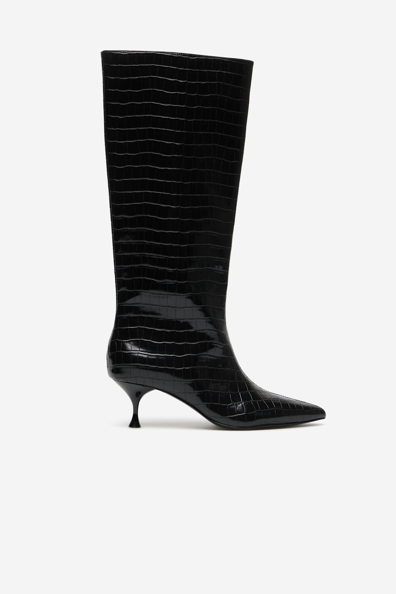 Cortefiel Coconut-effect kitten-heeled boot Black