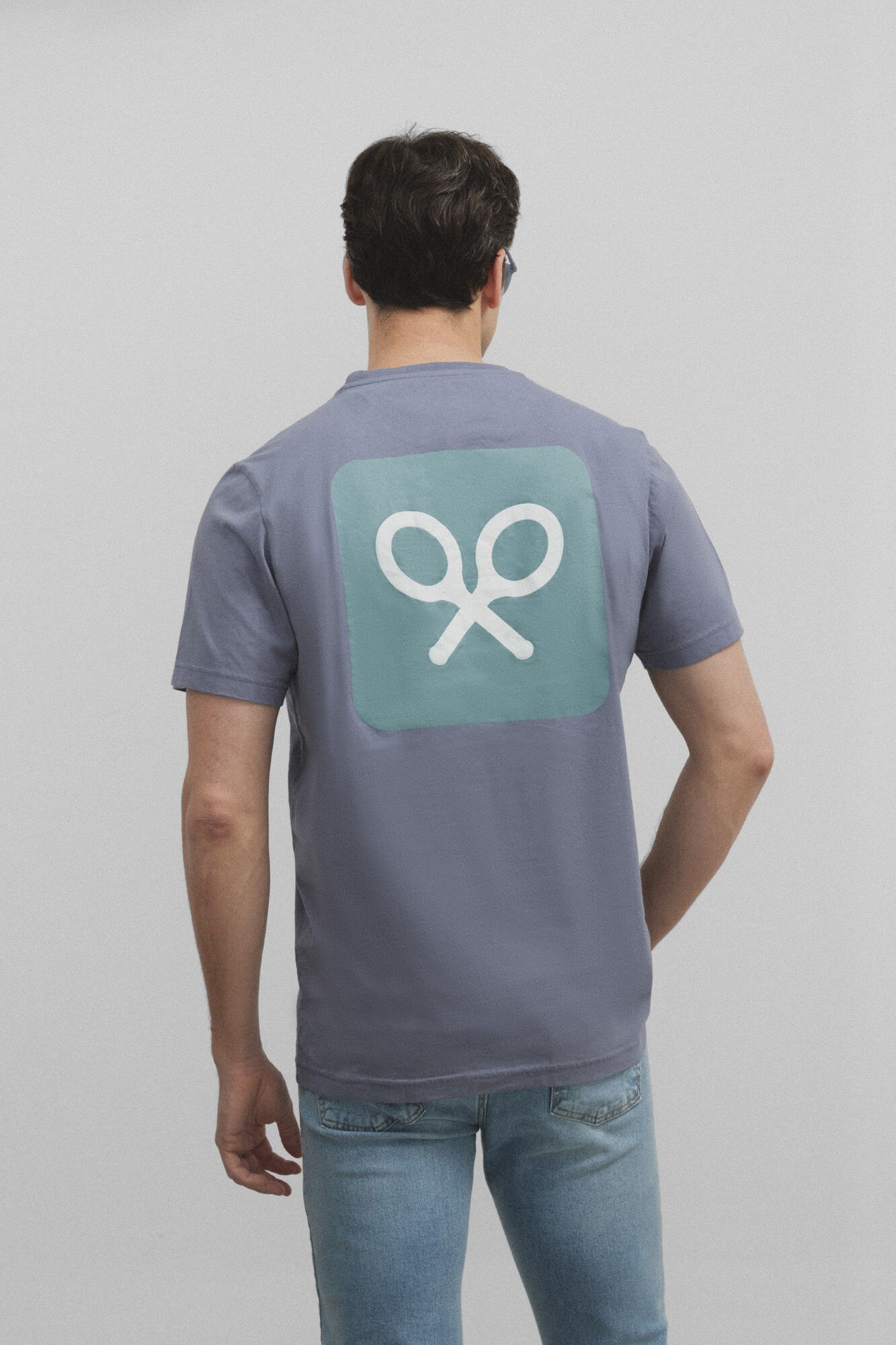 Silbon Camiseta cuadro raqueta Azul