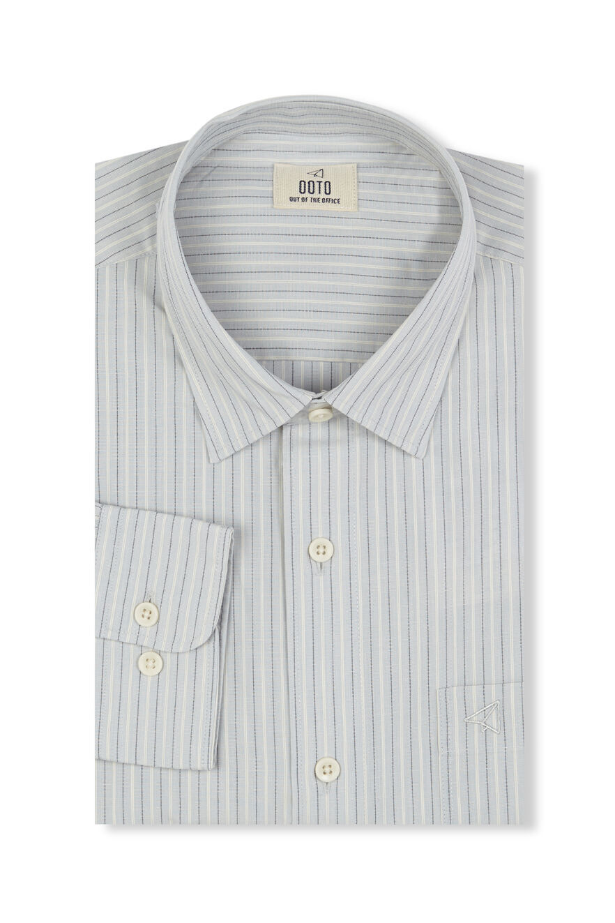 OOTO Camisa riscas estruturada Azul