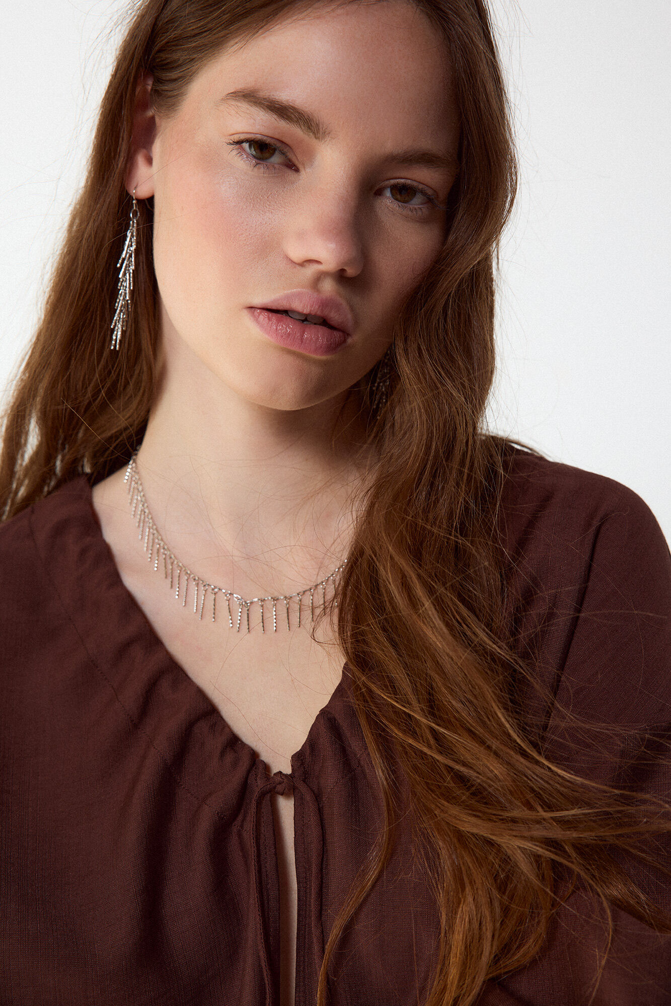 Slowlove Blusa com la&ccedil;adas Castanho