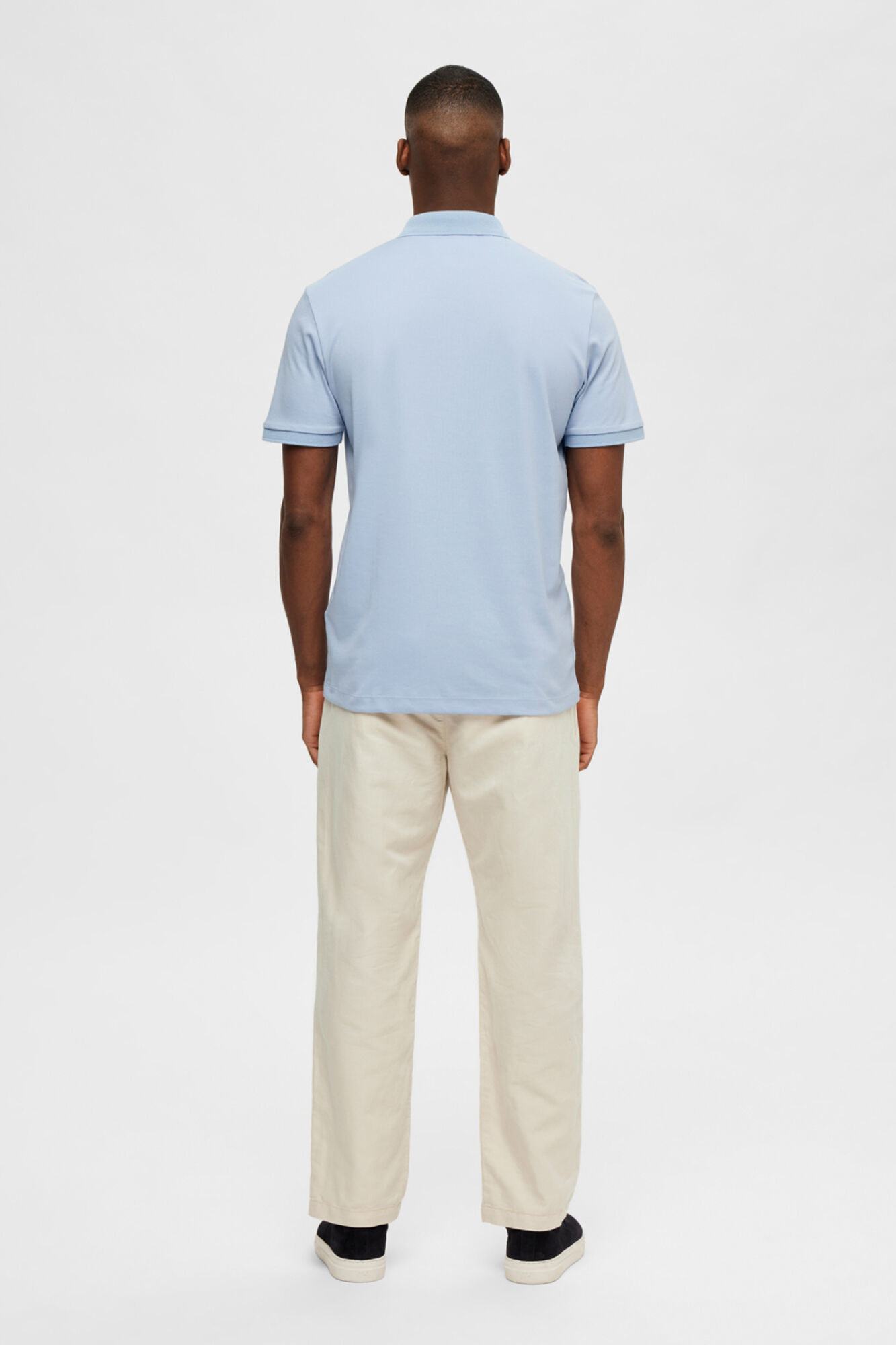 Selected Polo de manga corta con cremallera Azul