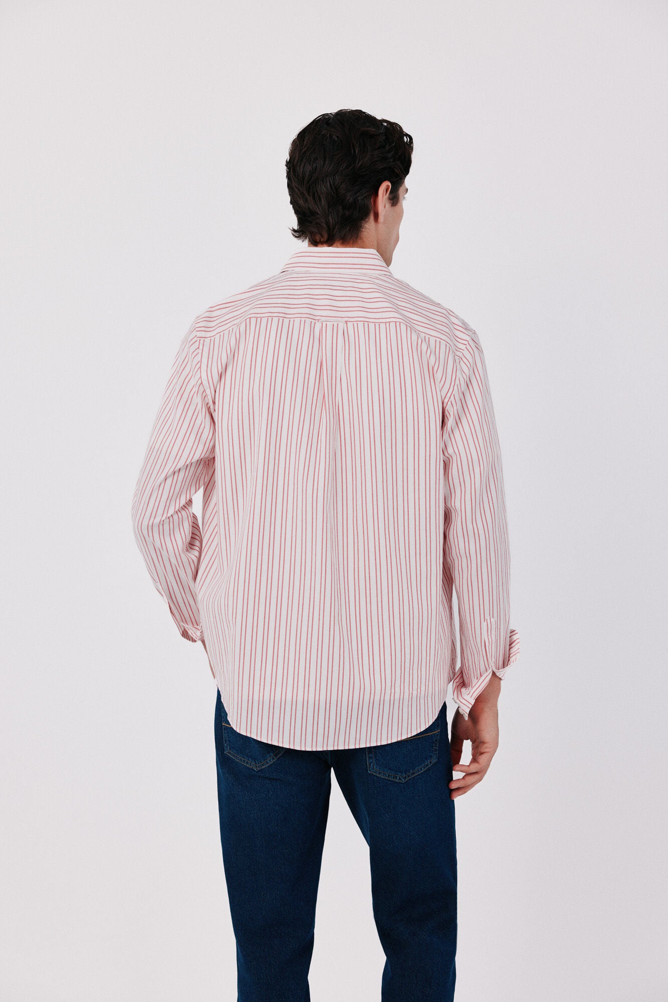 Cortefiel Camisa de riscas oxford leve Vermelho