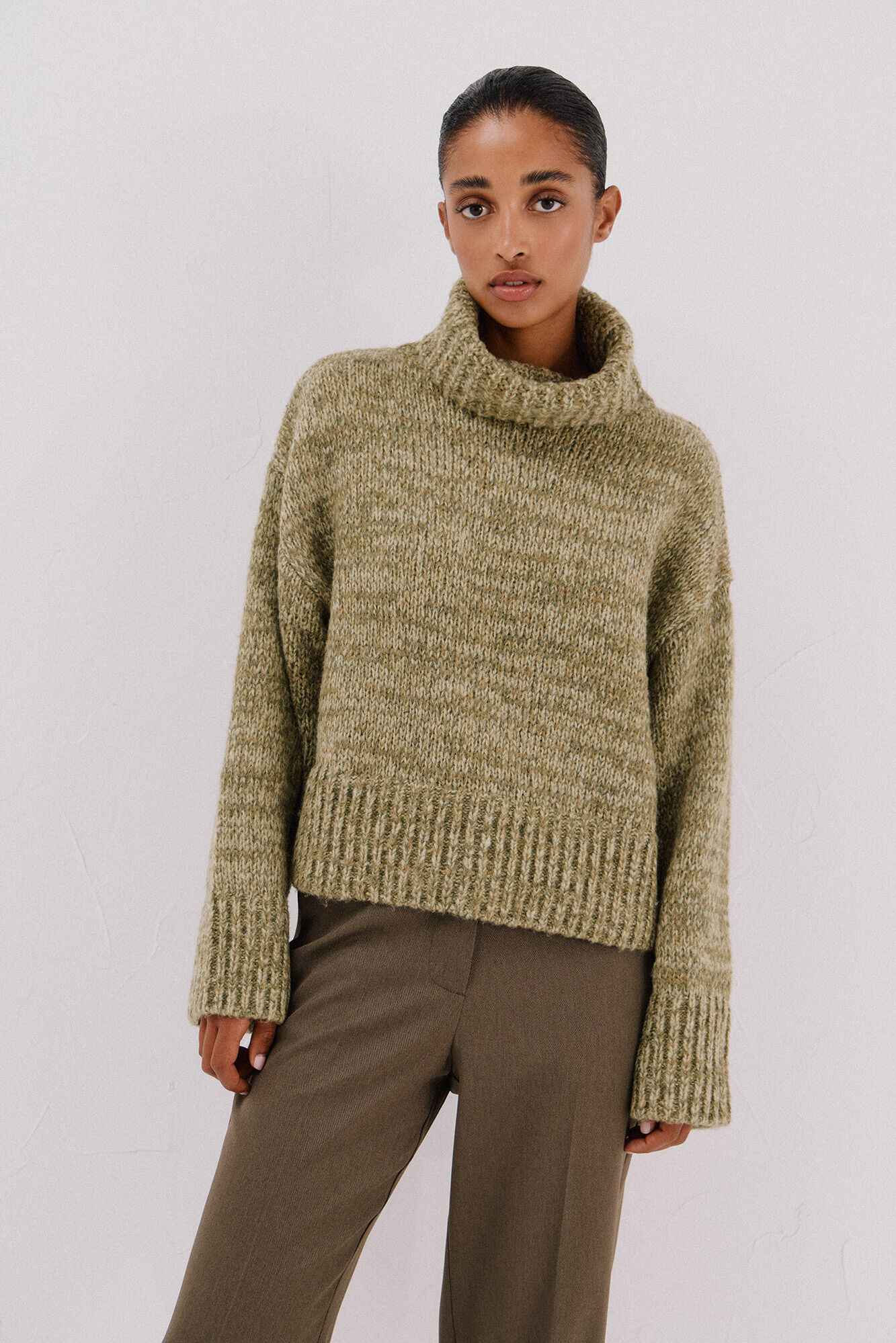 Cortefiel Marl knit jumper Green