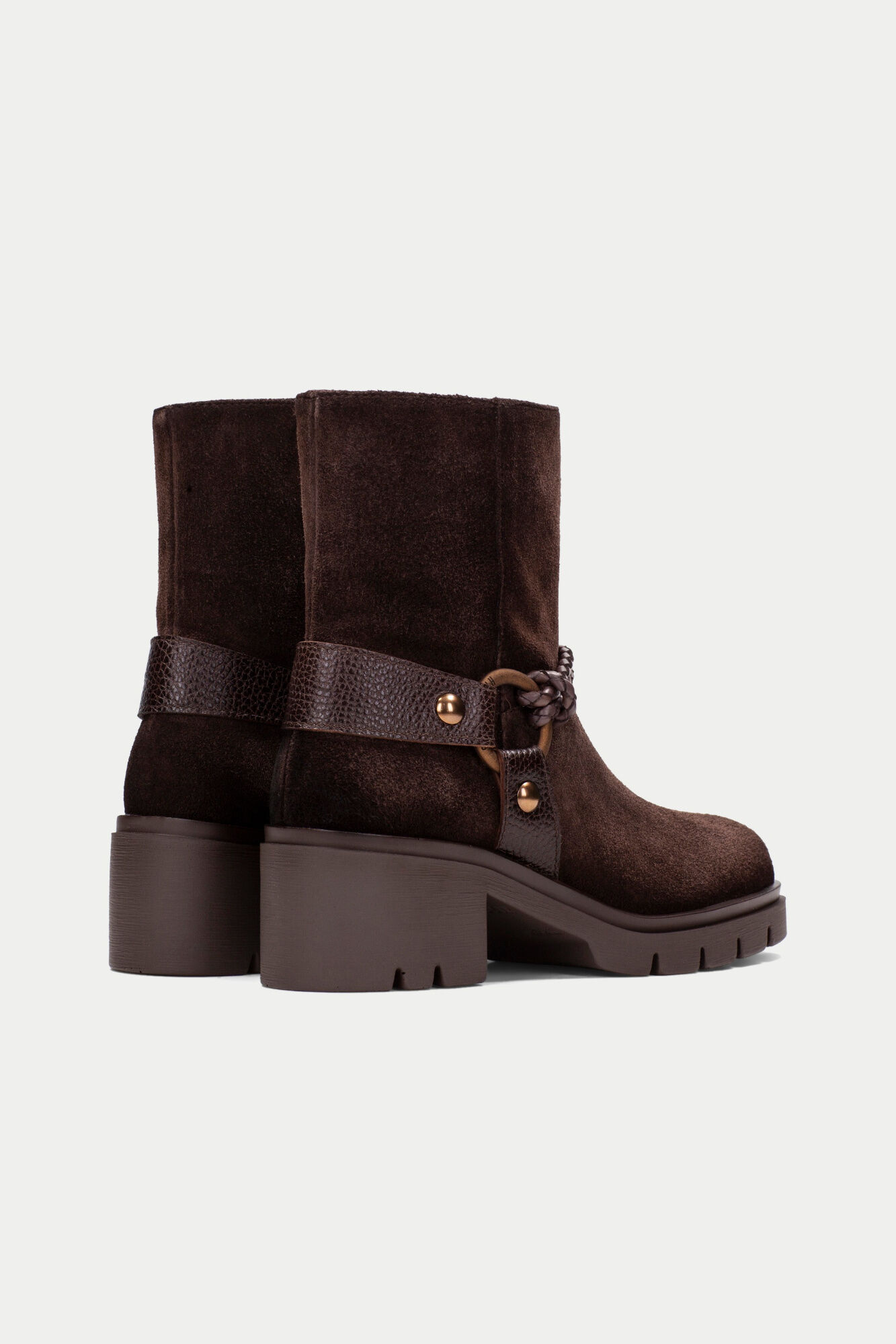 Hispanitas Ring braided lace-up Chicago ankle boot Dark brown