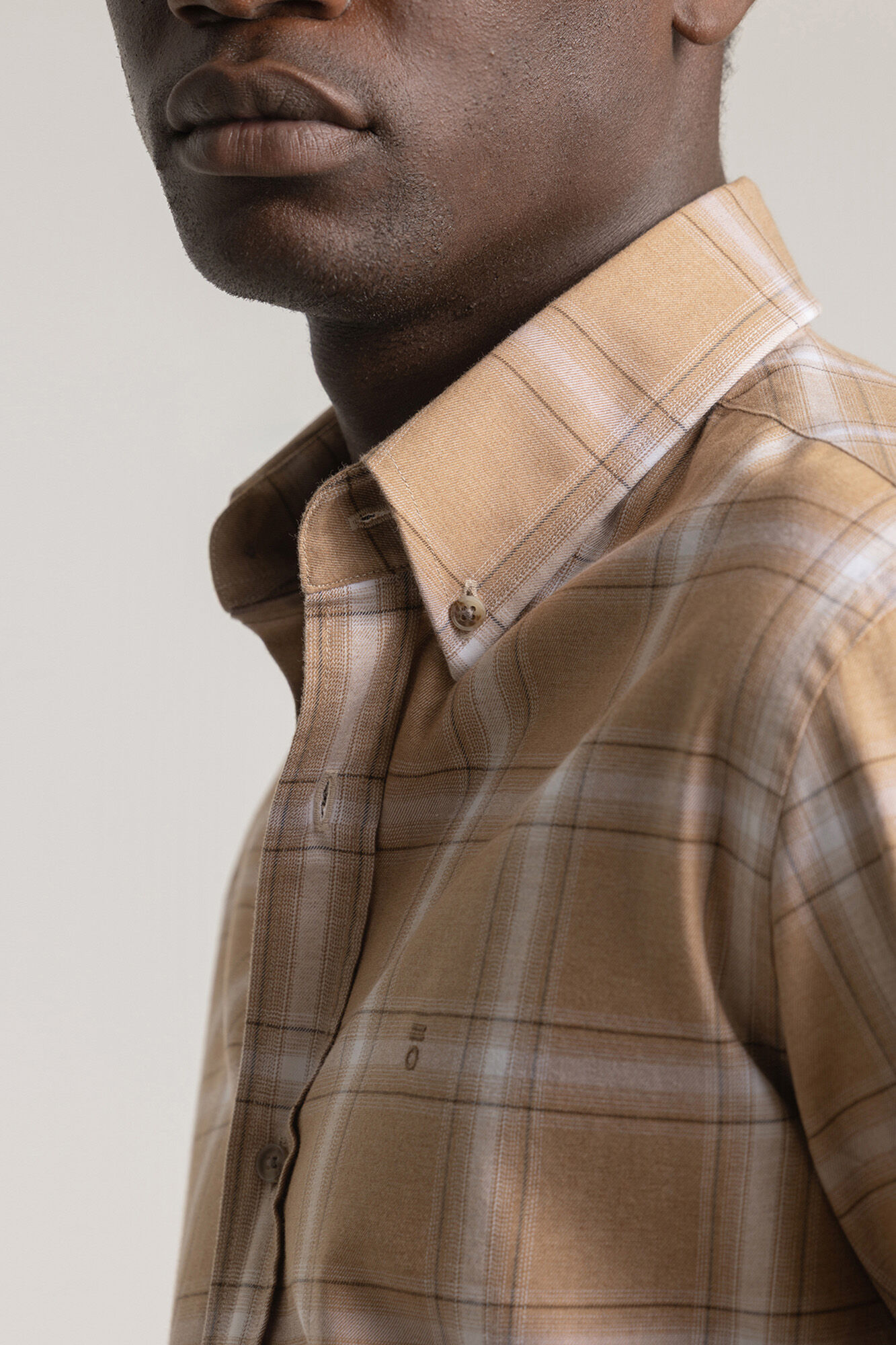 PuroEGO Camisa xadrez de algod&atilde;o slim fit Castanho