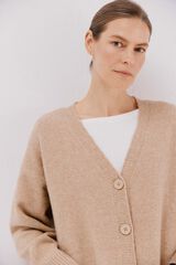 Cortefiel Long cardigan with pockets Beige