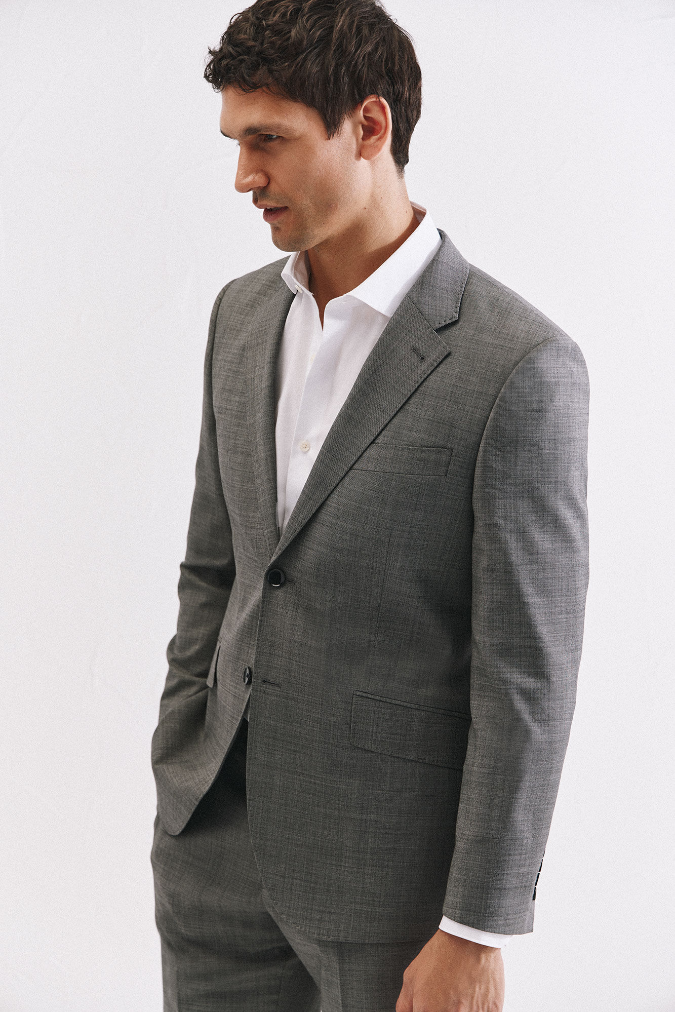 Cortefiel Slim fit grey structured blazer