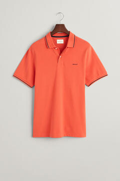 Cortefiel Tipped Piqué Polo Shirt Orange