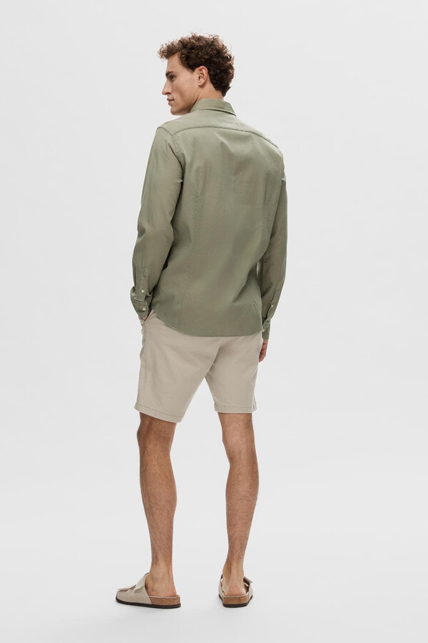 Cortefiel Camisa de manga larga confeccionada con algodón orgánico Verde