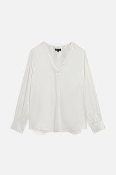 Cortefiel 100% silk long sleeve blouse Ivory