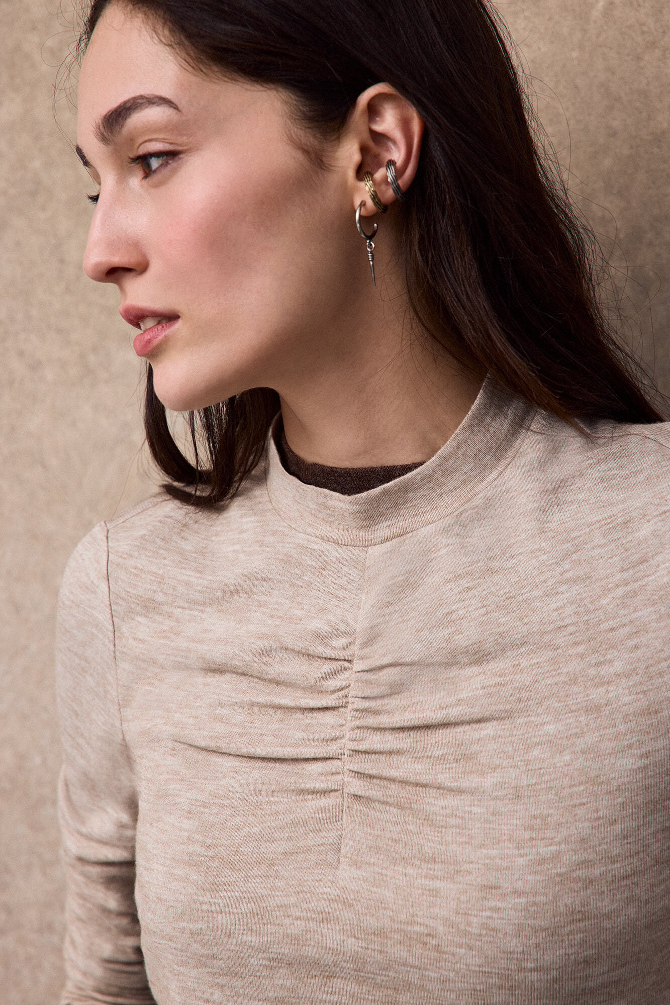 Slowlove Gathered top Beige