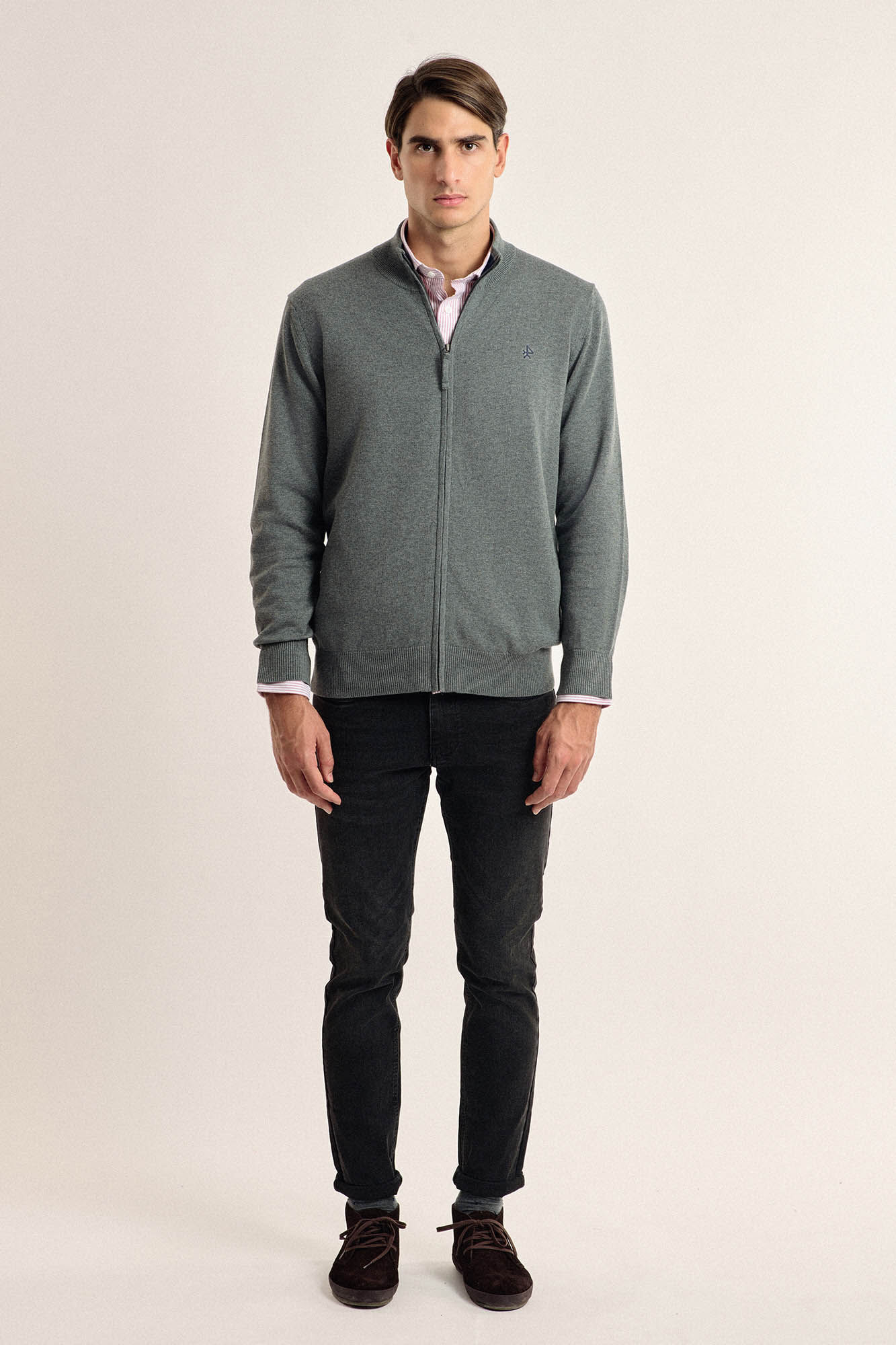 Valecuatro Cardigan Valecuatro cuello mock color gris Gris