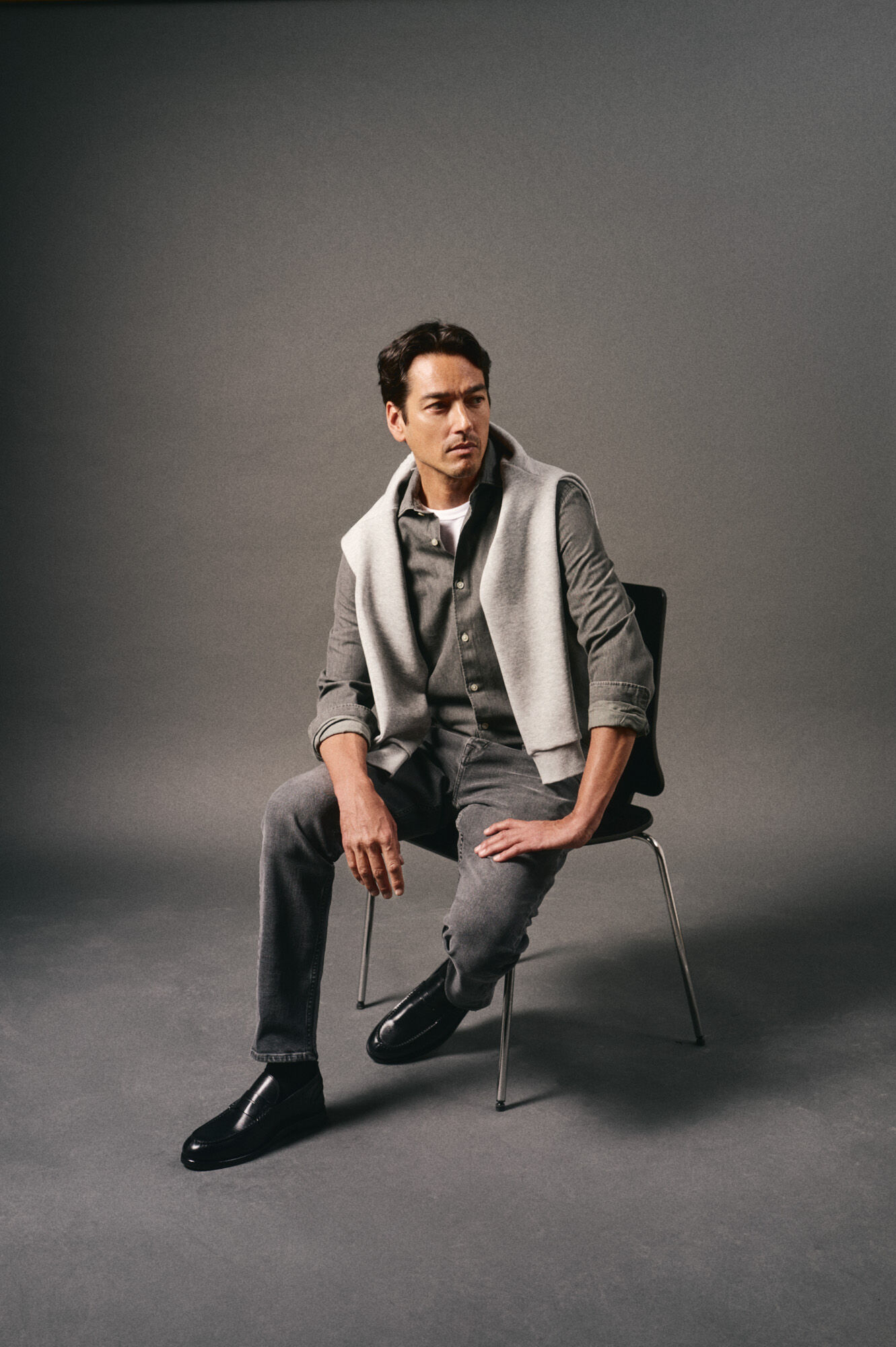 OOTO Camisa de ganga Cinzento