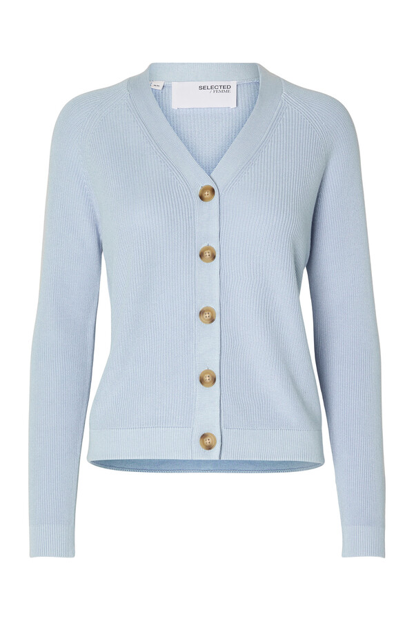 Cortefiel V-neck cardigan made with Lenzing Ecovero and cotton Blue