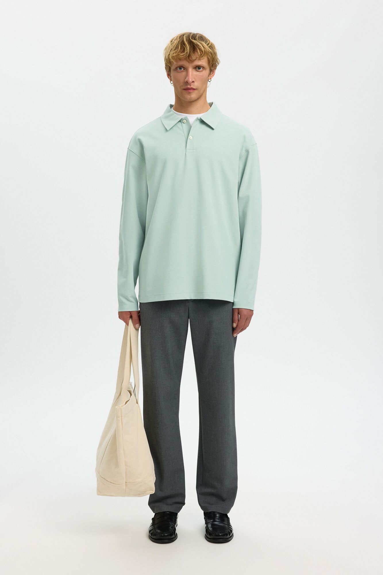 Selected Polo manga larga relax