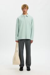 Selected Polo manga comprida relax Verde