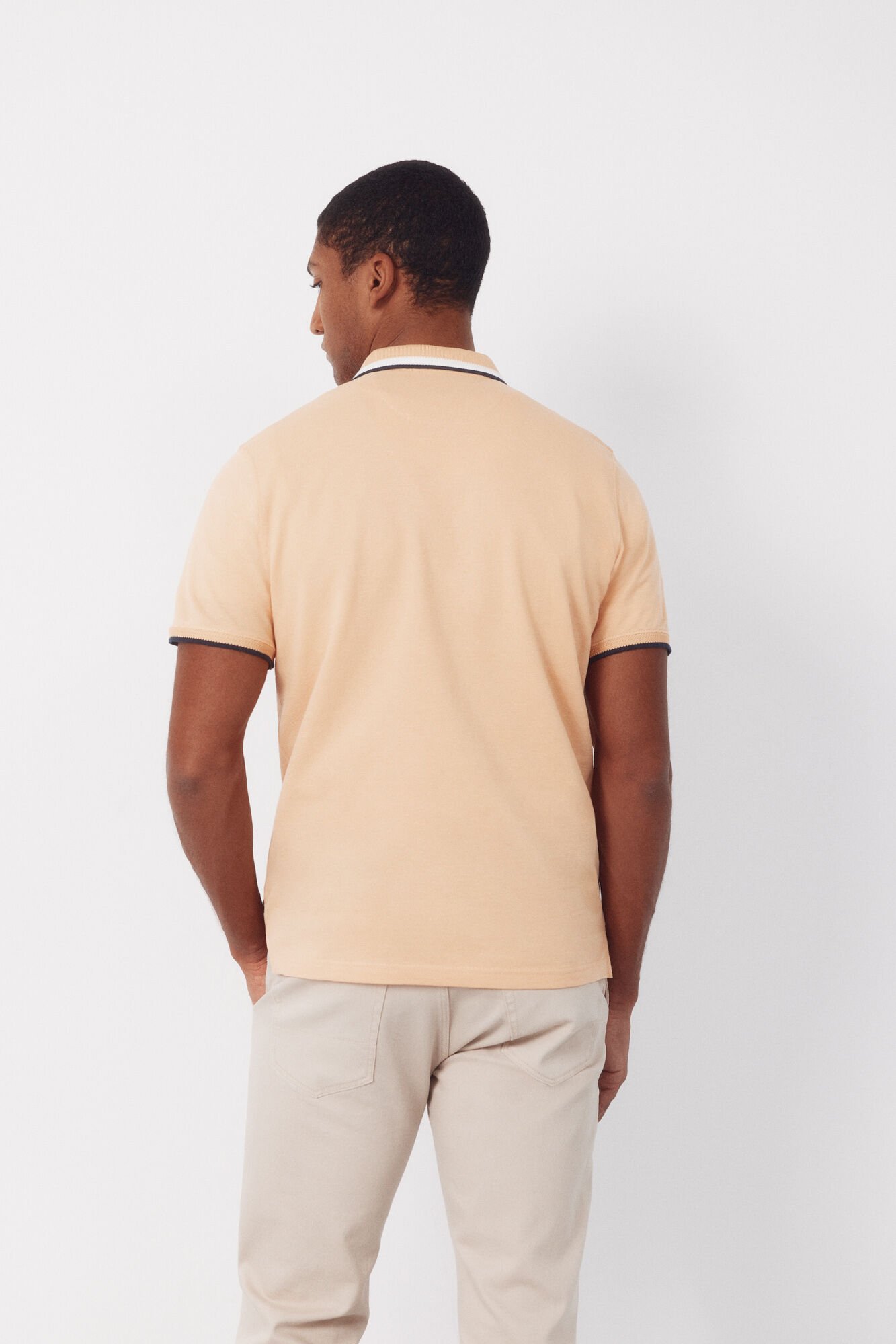 Cortefiel Fantasy neck structure polo shirt Nude