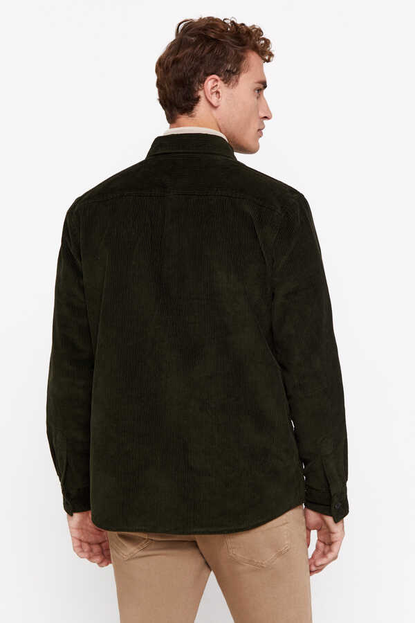 Cortefiel Quilted corduroy overshirt Green