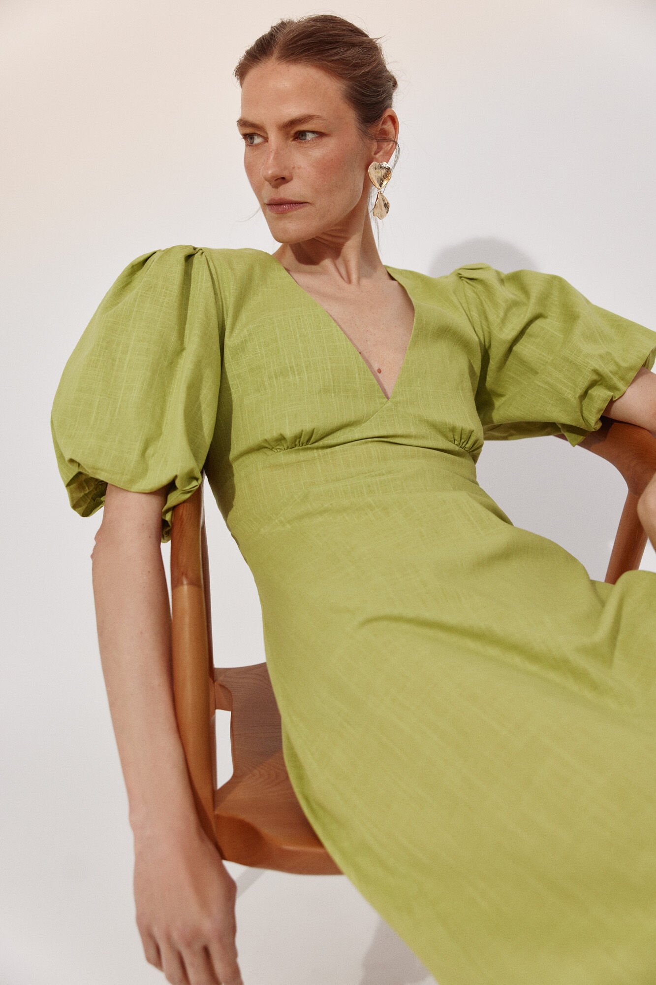 Cortefiel Floral print dress Green