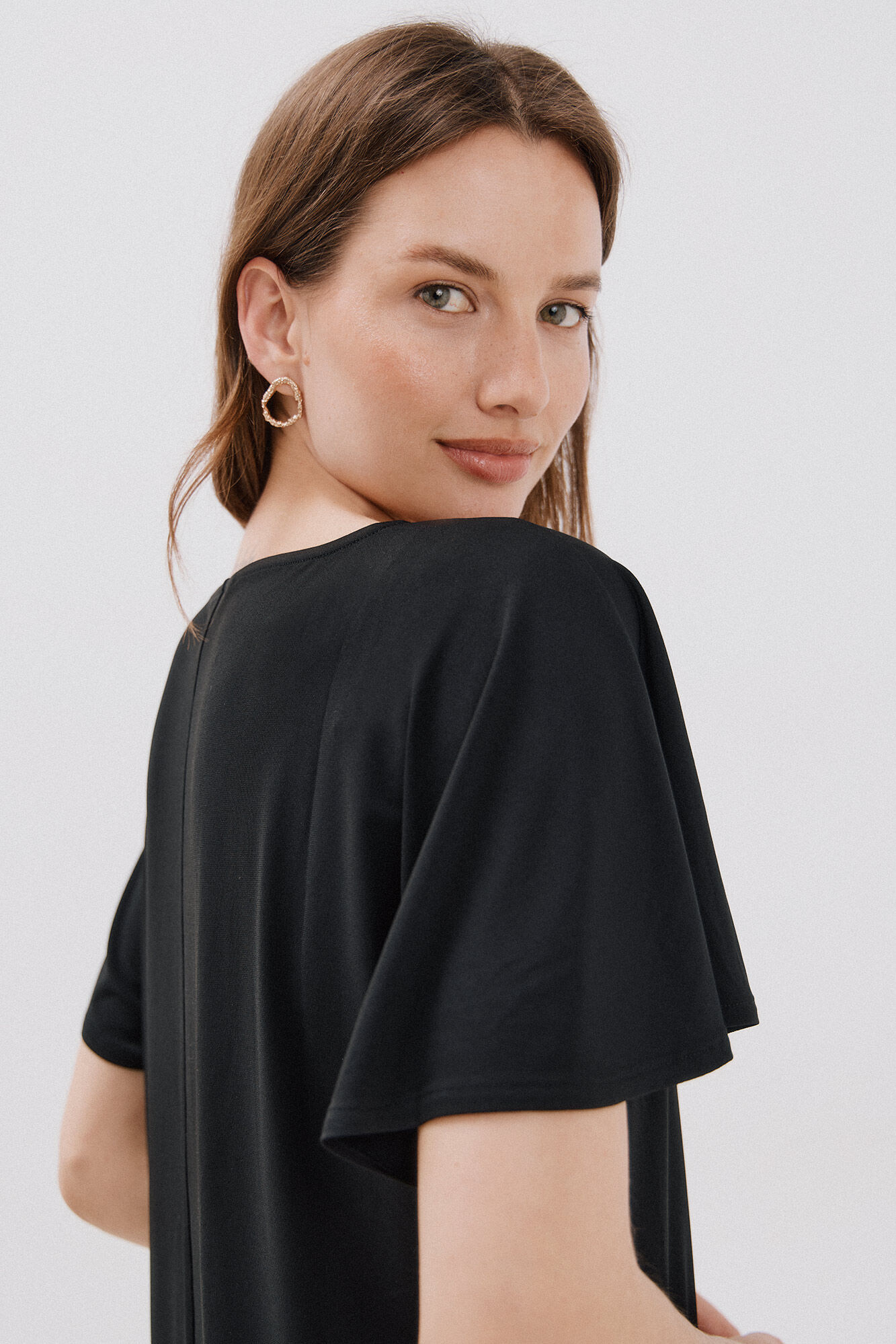 Cortefiel Essential fluid T-shirt Black