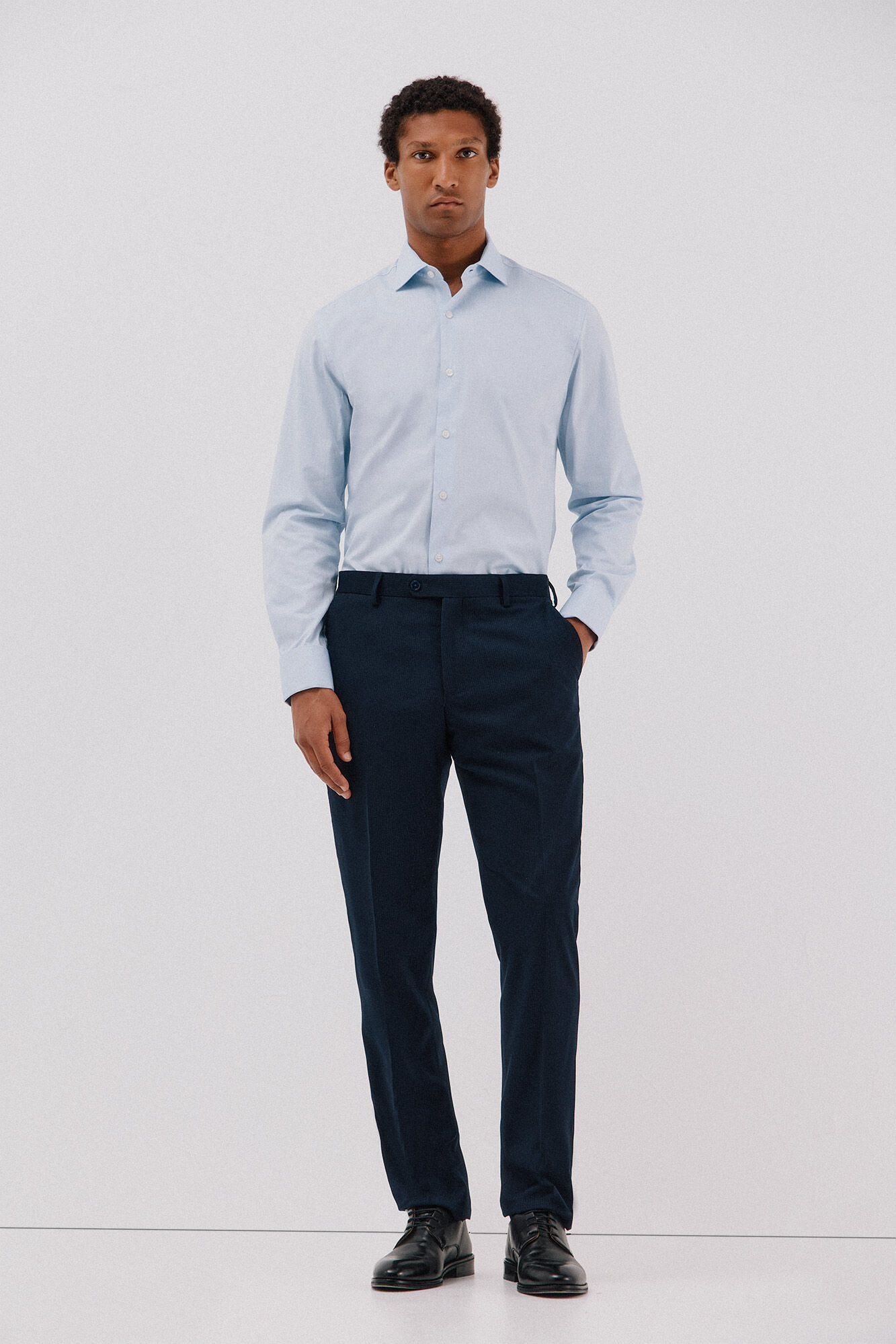 Cortefiel Camisa gemelos lisa f&aacute;cil plancha Azul