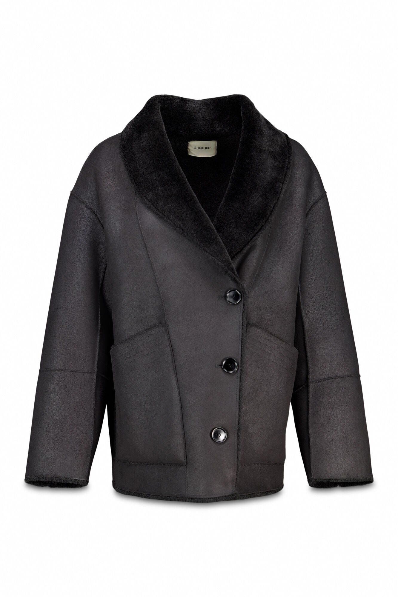 Slowlove Sobretudo curto com efeito dupla face Preto