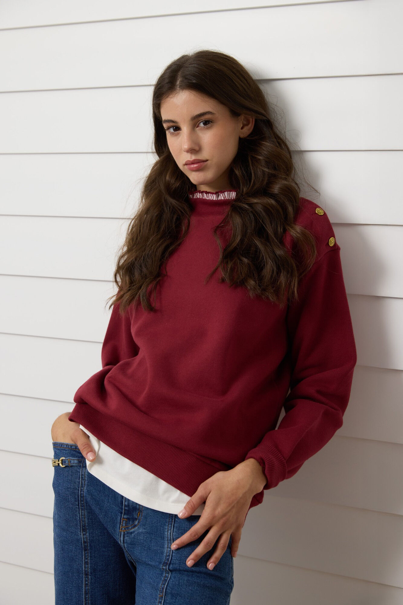 Silbon Sweatshirt feminino com gola franzida Granada