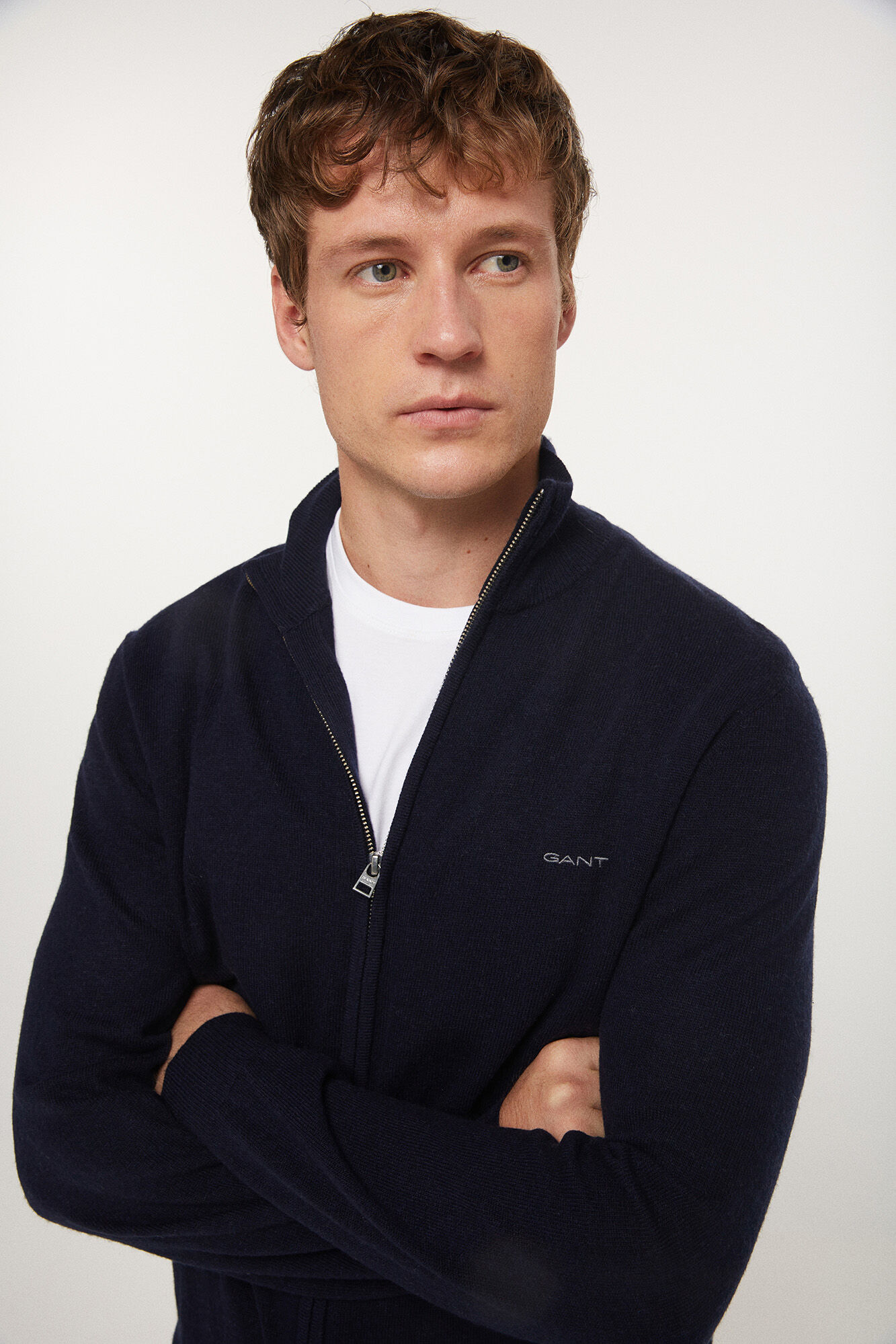 Gant Extra Fine Lambswool Zip Cardigan Navy