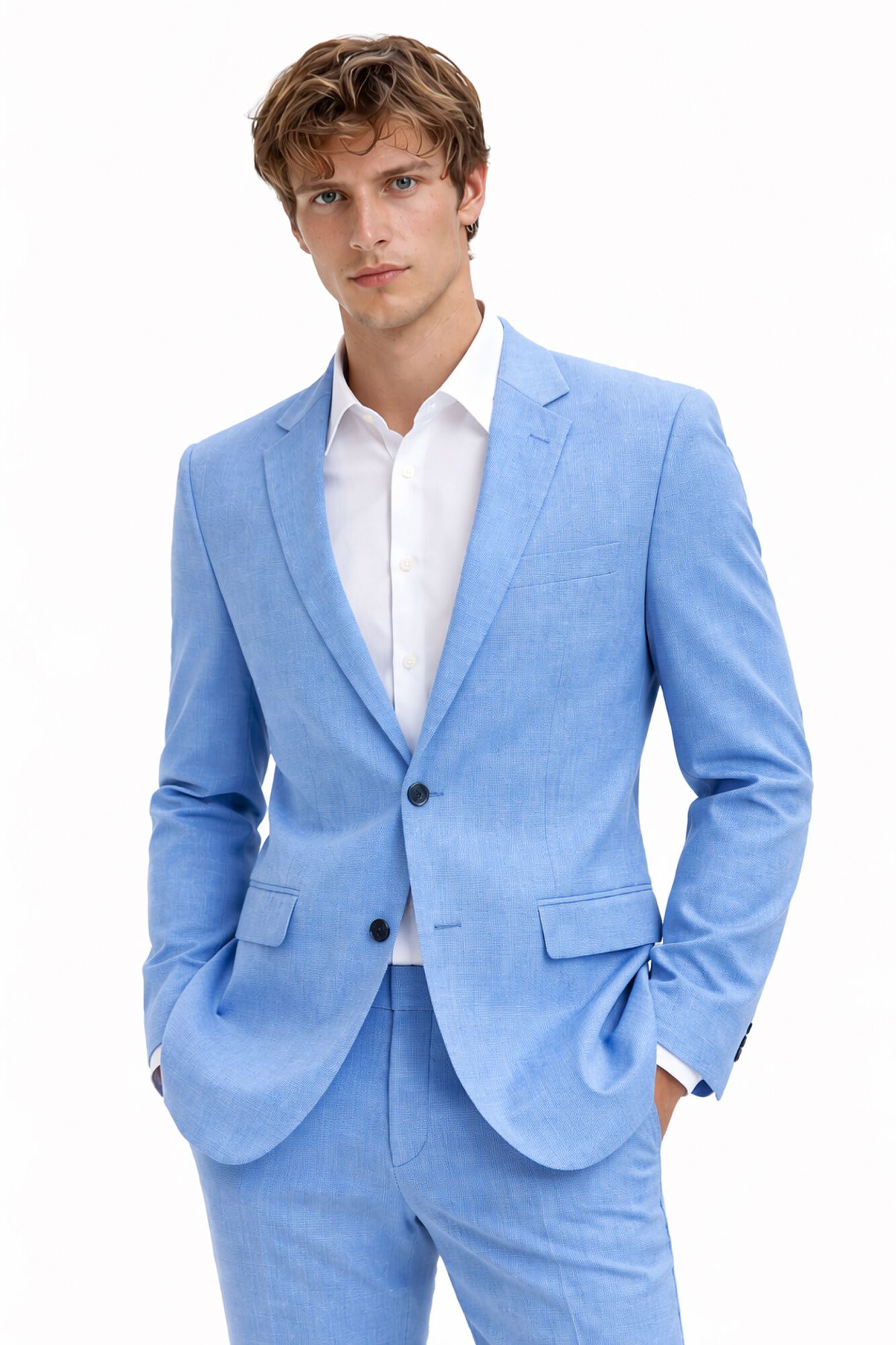 Selected Wool Slim Fit blazer Blue