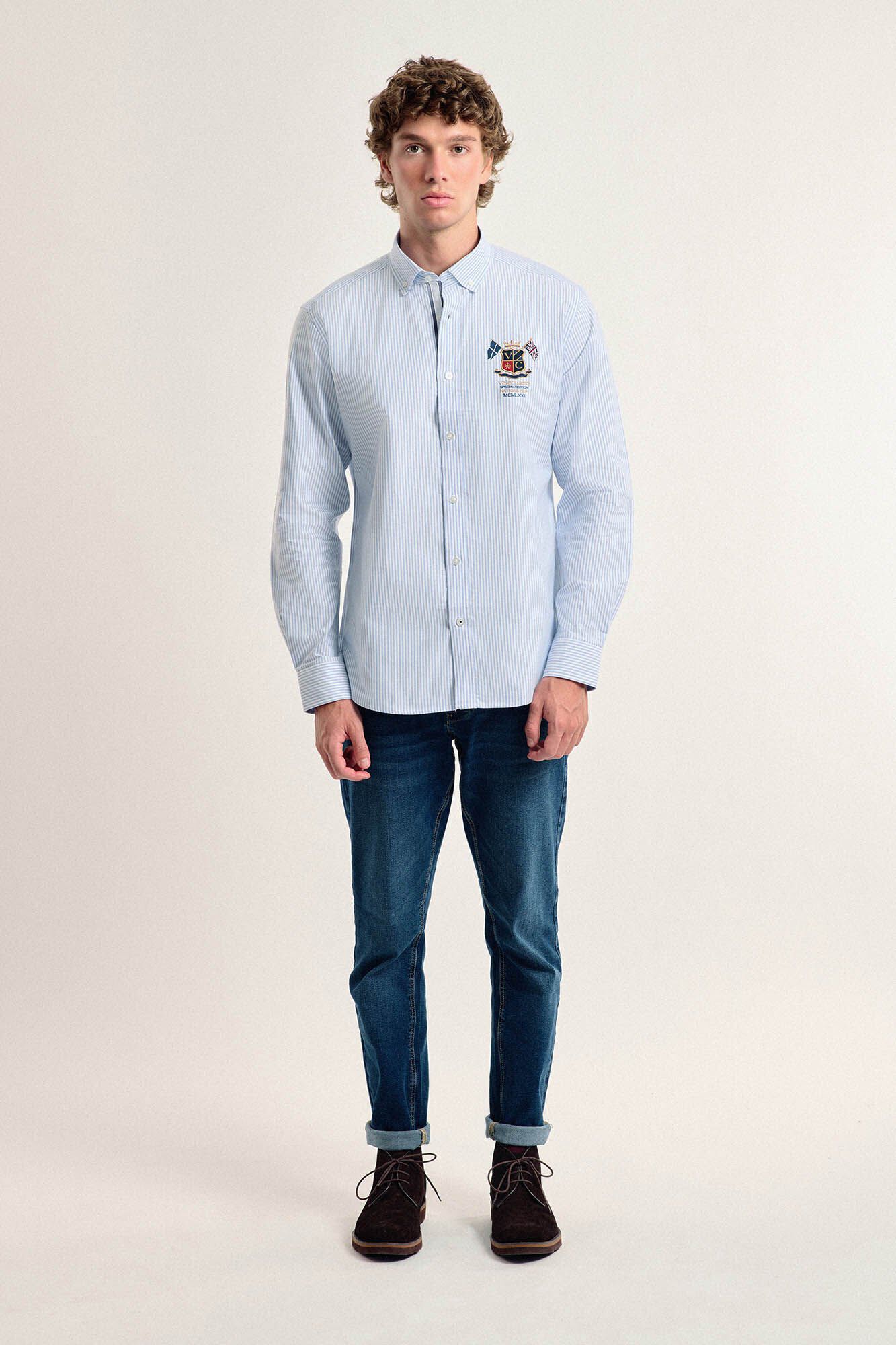 Valecuatro Camisa masculina Valecuatro bandeiras azuis claras modelo Azul