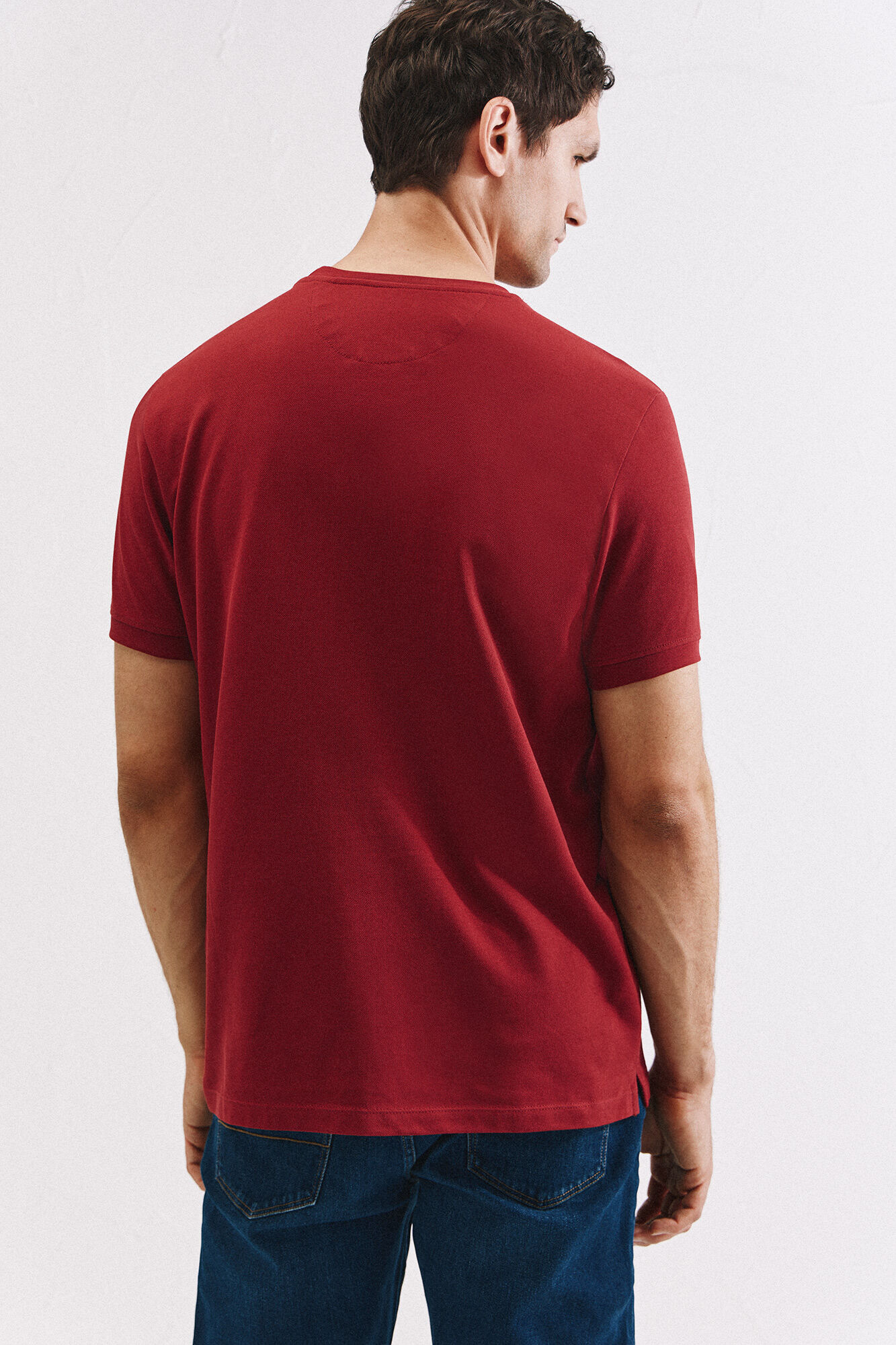 Cortefiel Basic piqu&eacute; t-shirt Maroon