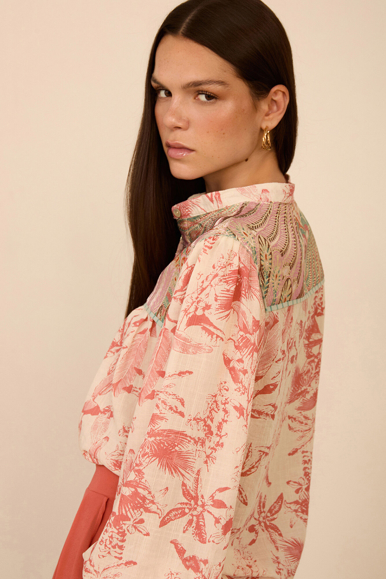 Meisie Blusa estampada bimaterial Impress&atilde;o