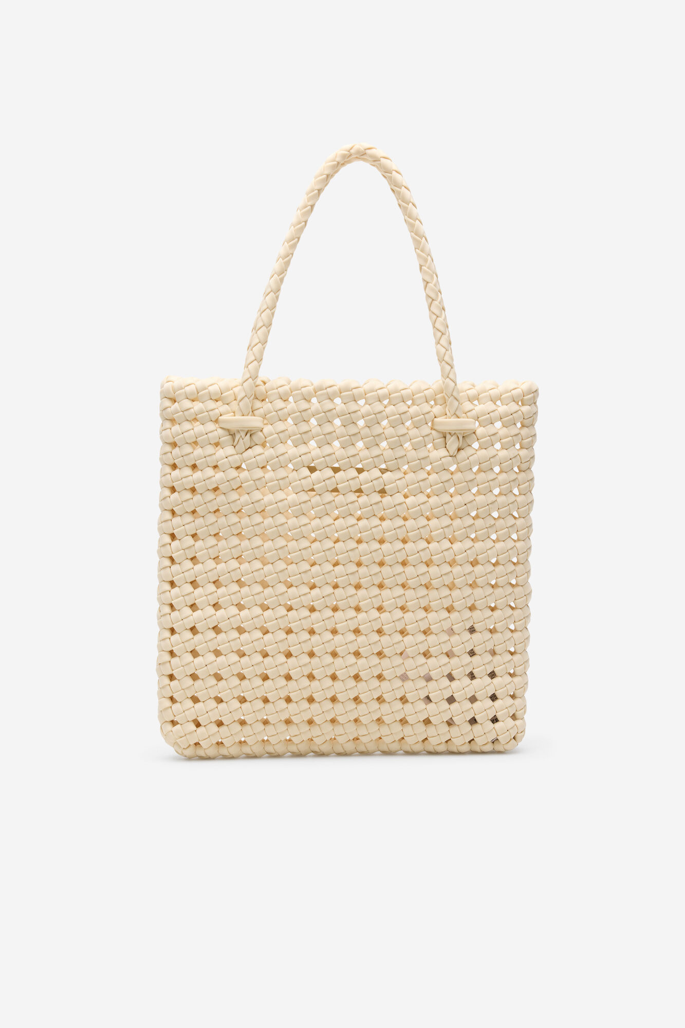Cortefiel Fabric braided handbag Ivory