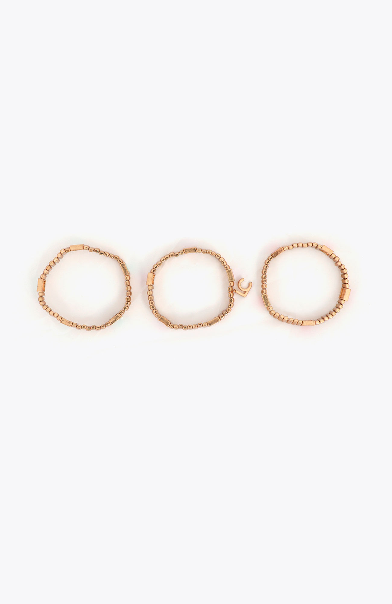 Lola Casademunt Conjunto de pulseiras el&aacute;sticas met&aacute;licas com detalhes de cor Dourado