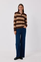 Cortefiel Striped soft polo shirt Nude