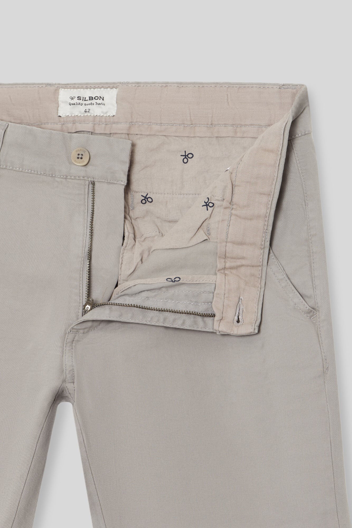 Silbon Mid-grey casual chinos Grey
