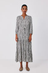 Cortefiel Printed flared dress Printed white