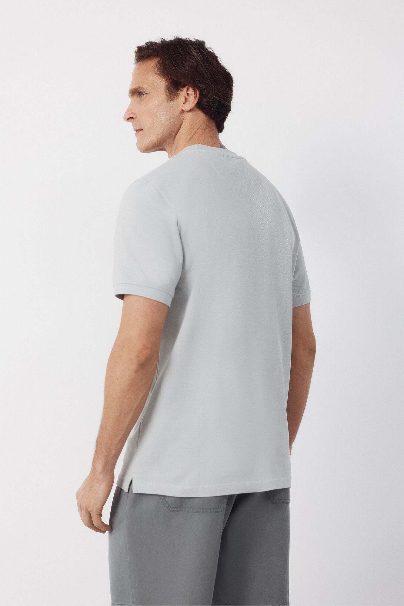 Cortefiel Piqu&eacute; basic T-shirt Grey