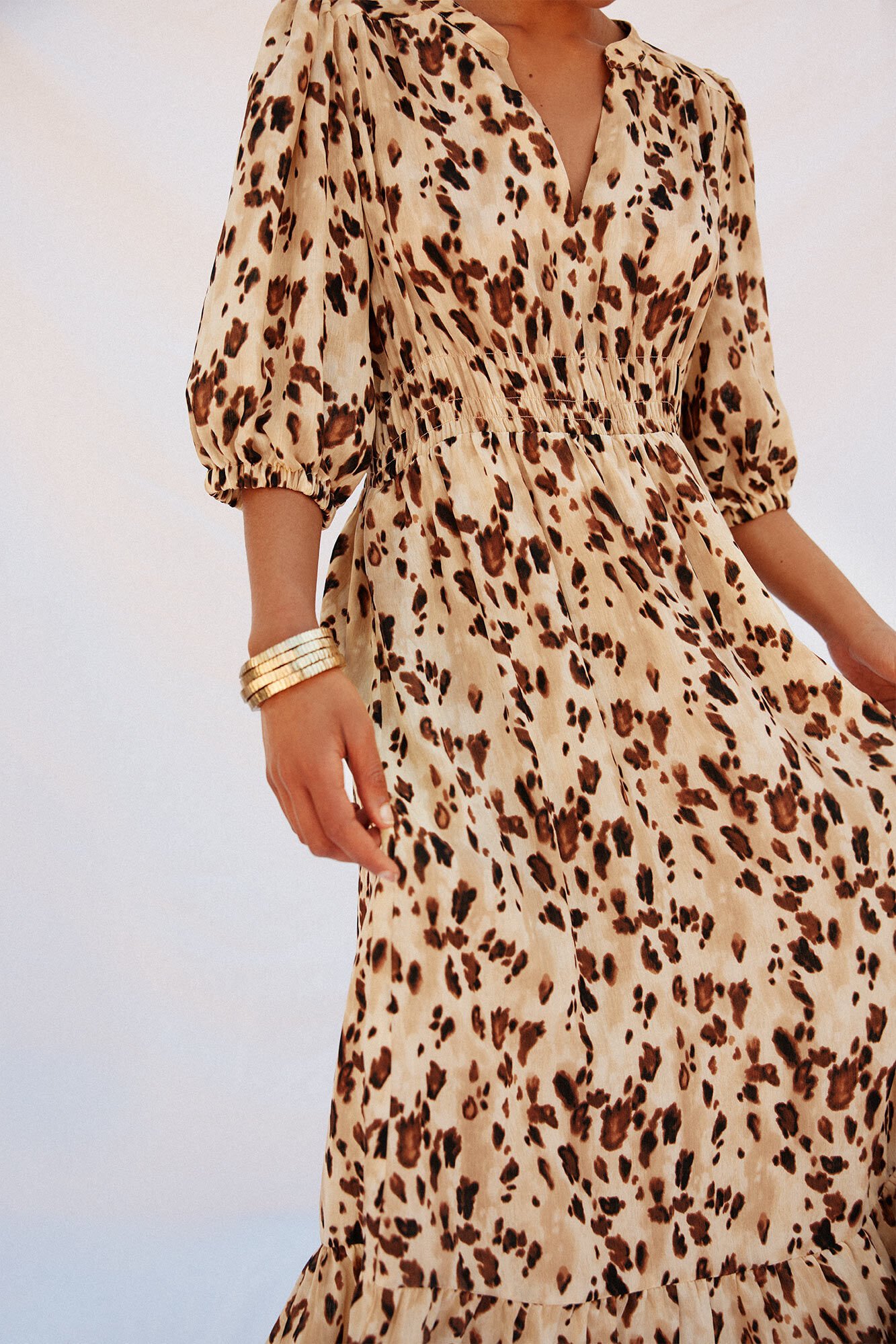 Cortefiel Long fitted print dress Multicolour